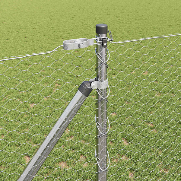 vidaXL Ker&iacute;t&eacute;s oszlopokkal Ez&uuml;st 1.2 x 50 m PVC-bevonatos ac&eacute;l