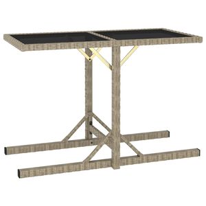 vidaXL b&eacute;zs &uuml;veg &eacute;s polyrattan kerti asztal 110 x 53 x 72 cm