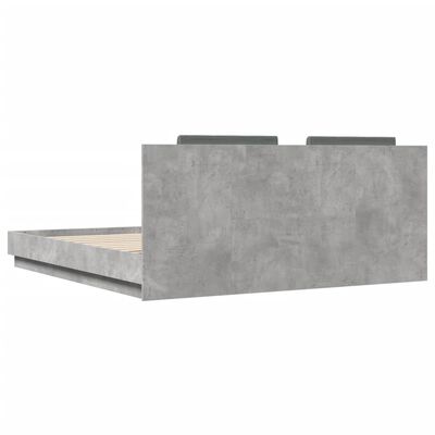 vidaXL betonszürke szerelt fa ágykeret fejtámlával 200 x 200 cm