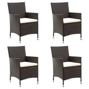 vidaXL 4 db barna polyrattan kerti sz&eacute;k p&aacute;rn&aacute;val