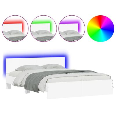 vidaXL fehér ágykeret fejtámlával és LED-del 150 x 200 cm