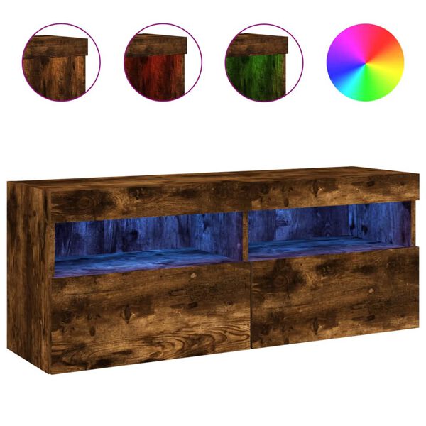 vidaXL f&uuml;st&ouml;s t&ouml;lgy sz&iacute;nű fali TV-szekr&eacute;ny LED-ekkel 100x30x40 cm