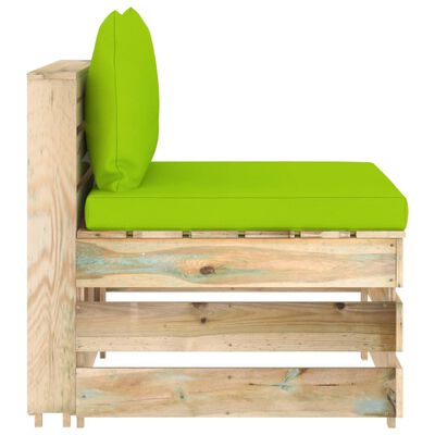vidaXL zöld impregnált fa elemes középső kanapé párnákkal