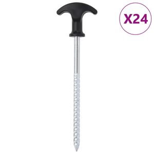 vidaXL 24 db horganyzott ac&eacute;l s&aacute;torszeg 17 cm &Oslash;7 mm