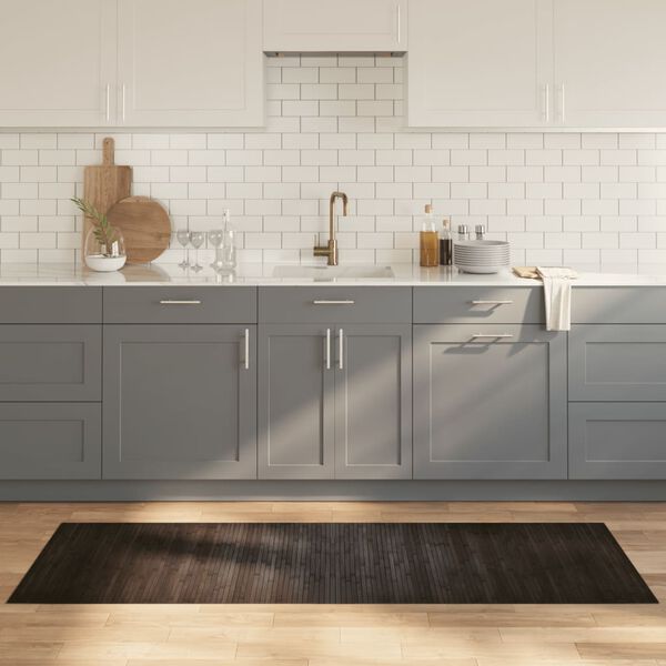 vidaXL n&eacute;gysz&ouml;gletű s&ouml;t&eacute;tbarna bambusz szőnyeg 70 x 200 cm