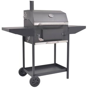 vidaXL BBQ fekete fasz&eacute;n grills&uuml;tő polccal