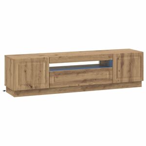 vidaXL LED TV szekr&eacute;ny K&eacute;zműves T&ouml;lgy Szerelt Fa