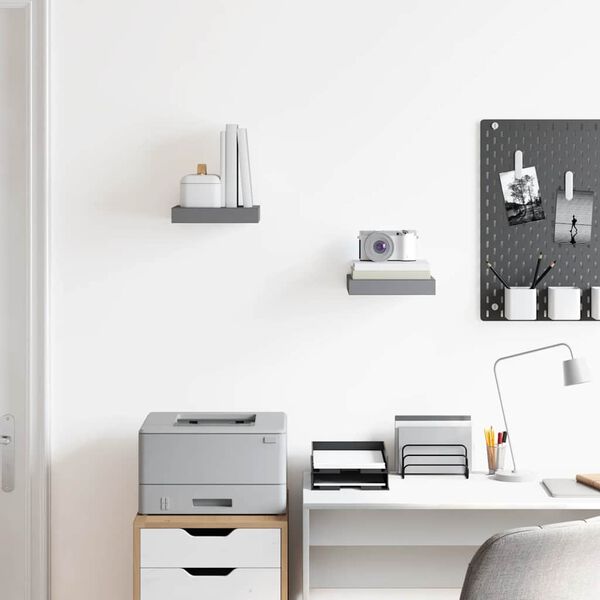 vidaXL 2 db magasfényű szürke MDF lebegő fali polc 23 x 23,5 x 3,8 cm