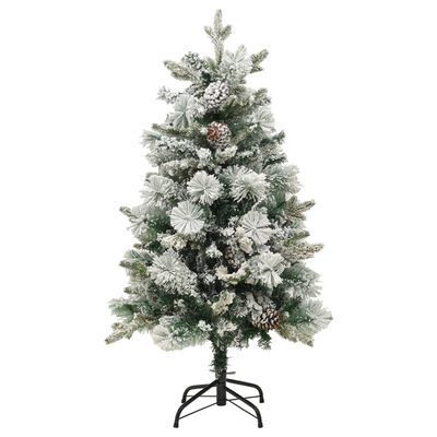 vidaXL PVC és PE megvilágított karácsonyfa hóval/fenyőtobozzal 150 cm