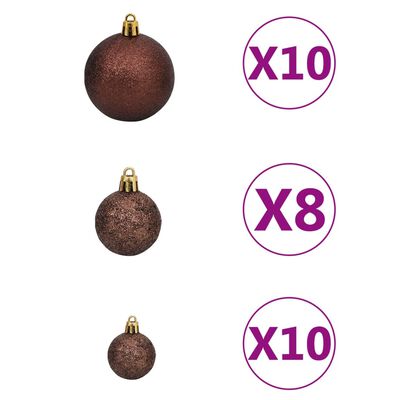 vidaXL csuklópántos műkarácsonyfa 300 LED-del és gömbökkel 240 cm