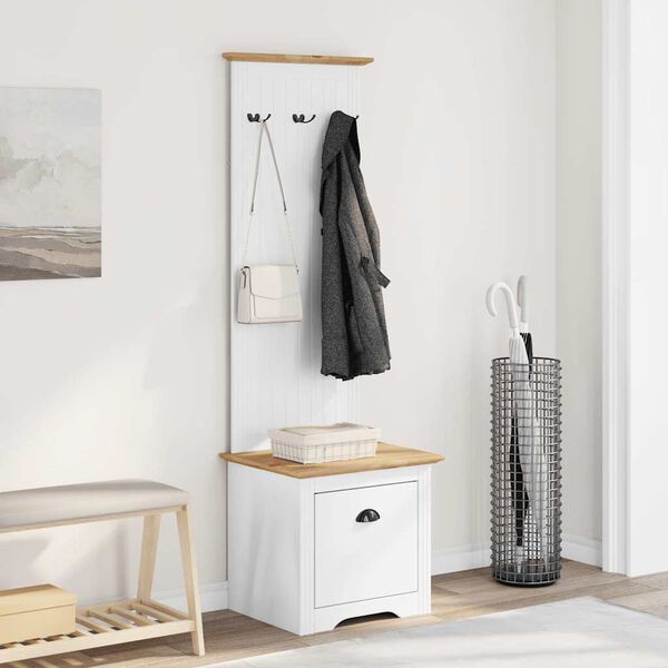 vidaXL előszobaszekr&eacute;ny kamp&oacute;kkal "BODO" Feh&eacute;r &eacute;s barna 50x40x157 cm