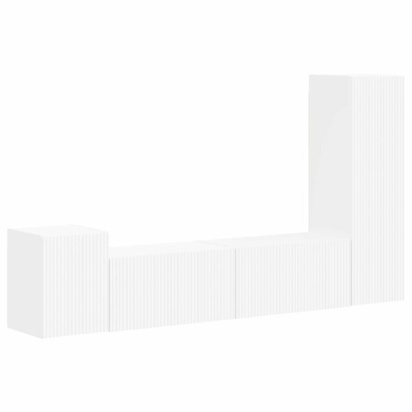 vidaXL TV szekr&eacute;ny garnit&uacute;ra Falra szerelhető 4 pcs Feh&eacute;r Faanyag