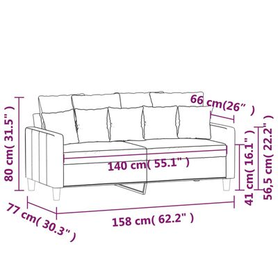 vidaXL kétszemélyes világosszürke bársony kanapé 140 cm