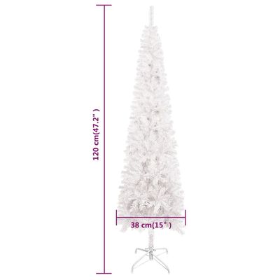 vidaXL fehér megvilágított vékony karácsonyfa 120 cm