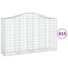 vidaXL 15 db &iacute;ves horganyzott vas gabion kos&aacute;r 200x50x120/140 cm