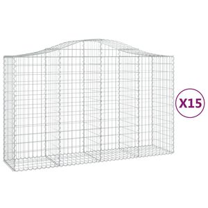 vidaXL 15 db &iacute;ves horganyzott vas gabion kos&aacute;r 200x50x120/140 cm