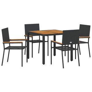 vidaXL Kert &eacute;tkező szett 5 pcs Fekete polirattan