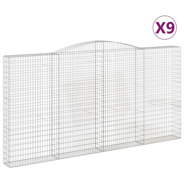 vidaXL 9 db &iacute;ves horganyzott vas gabion kos&aacute;r 400x30x200/220 cm