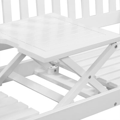 vidaXL fehér tömör akácfa kerti pad felnyitható asztallal 158 cm