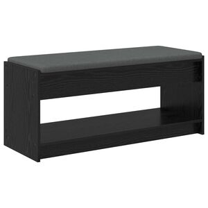 vidaXL Előt&eacute;r pad Fekete T&ouml;lgy 103 x 38 x 45 cm Műanyag Fa &eacute;s Sz&ouml;vet