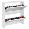 vidaXL magasf&eacute;nyű feh&eacute;r 2 szintes cipőszekr&eacute;ny t&uuml;k&ouml;rrel 63 x 17 x 67cm