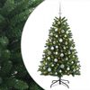 vidaXL Műkar&aacute;csonyfa k&ouml;z&eacute;pz&ouml;ld g&ouml;mb&ouml;kkel 150 cm 150 LED Meleg feh&eacute;r