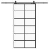 vidaXL fekete ESG &uuml;veg tol&oacute;ajt&oacute; f&eacute;mszerelv&eacute;ny-szettel 90x205 cm