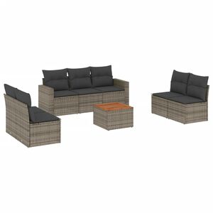 vidaXL 8 r&eacute;szes sz&uuml;rke polyrattan kerti &uuml;lőgarnit&uacute;ra p&aacute;rn&aacute;kkal