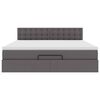 vidaXL szürke műbőr ottomán ágy matracokkal & LED-ek 160x200cm