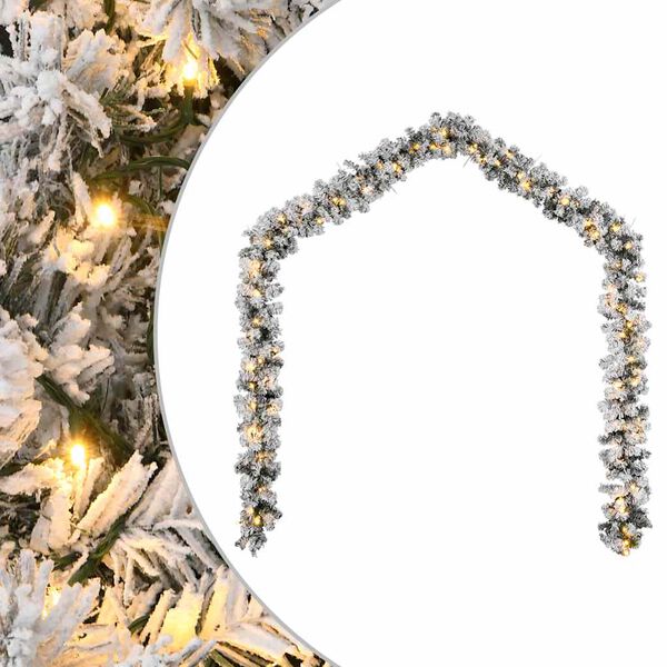 vidaXL z&ouml;ld PVC kar&aacute;csonyi f&uuml;z&eacute;r LED-ekkel 10 m