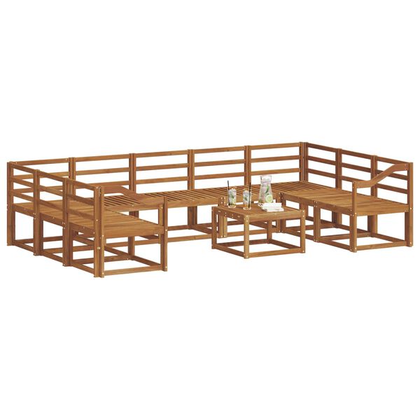 vidaXL K&uuml;lt&eacute;ri kanap&eacute; szett 10 pcs Term&eacute;szetes T&ouml;m&ouml;r Ak&aacute;cfa