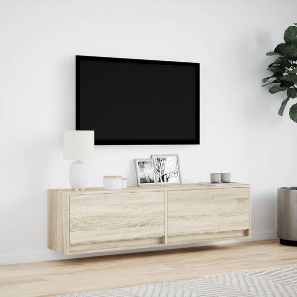 vidaXL sonoma tölgy színű fali TV-szekrény LED-ekkel 140 x 31 x 38 cm