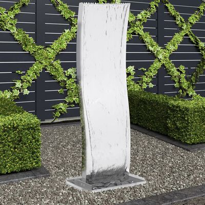 vidaXL kerti ívelt rozsdamentes acél szökőkút szivattyúval 108 cm