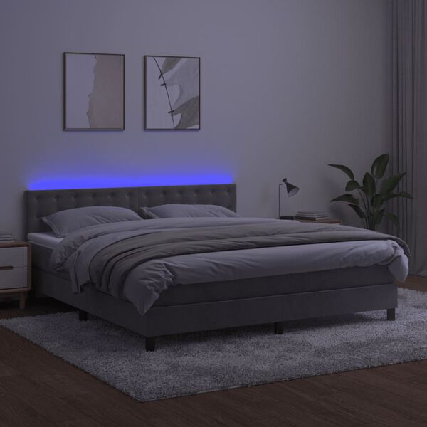 vidaXL vil&aacute;gossz&uuml;rke b&aacute;rsony rug&oacute;s &eacute;s LED-es &aacute;gy matraccal 180x200 cm