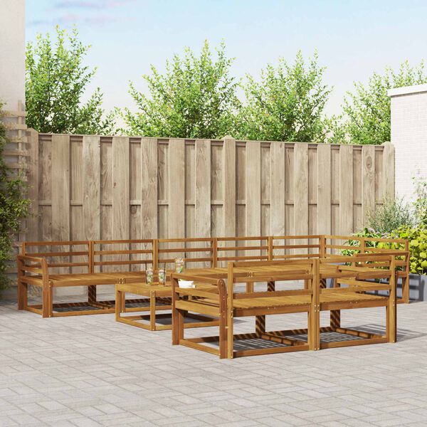 vidaXL K&uuml;lt&eacute;ri kanap&eacute; szett 9 pcs Term&eacute;szetes T&ouml;m&ouml;r Ak&aacute;cfa