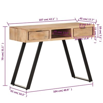 vidaXL természetes szélű tömör akácfa íróasztal 107x45x79 cm