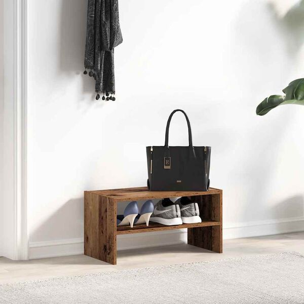 vidaXL antik fa sz&iacute;nű cipőtart&oacute; &aacute;llv&aacute;ny halmozhat&oacute; 60 x 30 x 30,5 cm