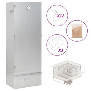 vidaXL horganyzott ac&eacute;l BBQ f&uuml;st&ouml;lőkemence hidegf&uuml;st-gener&aacute;torral