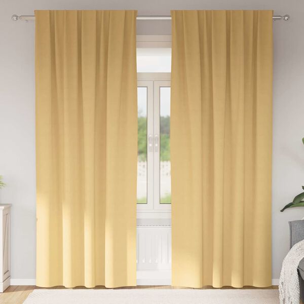 vidaXL Fekete F&uuml;gg&ouml;ny Gyűrűkkel 2 pcs B&eacute;zs 245 x 140 cm Poli&eacute;szter