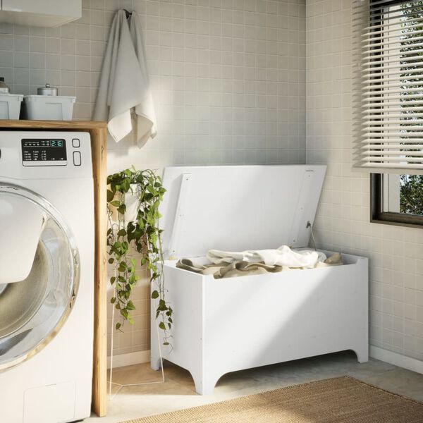 vidaXL RANA feh&eacute;r t&ouml;m&ouml;r fenyőfa t&aacute;rol&oacute;l&aacute;da fed&eacute;llel 100 x 49 x 54 cm