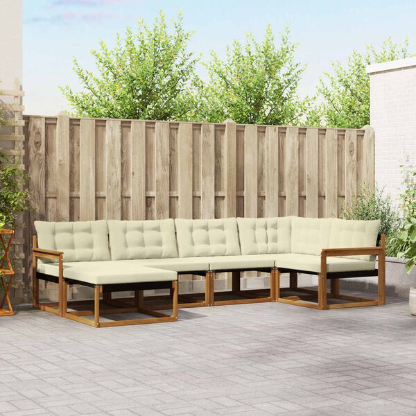 vidaXL K&uuml;lt&eacute;ri kanap&eacute; szett p&aacute;rn&aacute;val 6 pcs Term&eacute;szetes &eacute;s kr&eacute;msz&iacute;nű