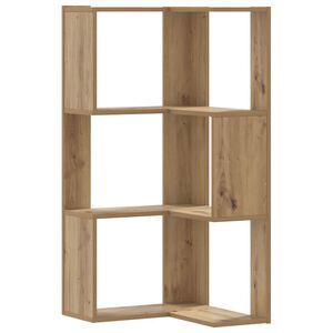 vidaXL 3 szintes szerelt fa sarok k&ouml;nyvespolc 50 x 50 x 102 cm