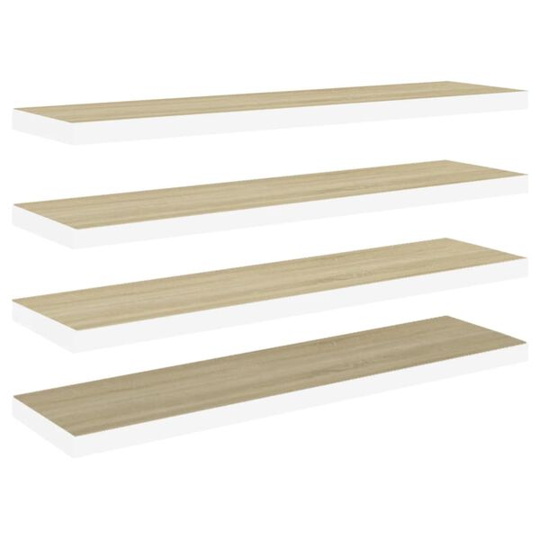 vidaXL 4 db feh&eacute;r-t&ouml;lgysz&iacute;nű MDF lebegő fali polc 90 x 23,5 x 3,8 cm