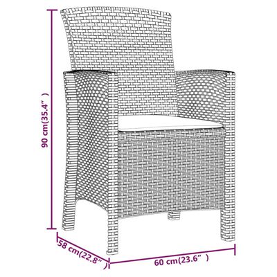vidaXL 2 db grafitszürke polyrattan kerti szék párnával