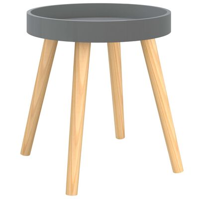 vidaXL 3 szintes szürke szerelt fa/tömör fenyőfa kisasztal 38x38x40 cm