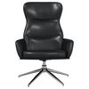 vidaXL f&eacute;nyes fekete műbőr pihenőfotel l&aacute;btart&oacute;val