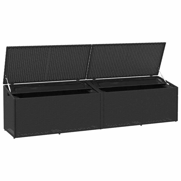 vidaXL fekete polyrattan kerti tárolóláda 220x50x58 cm