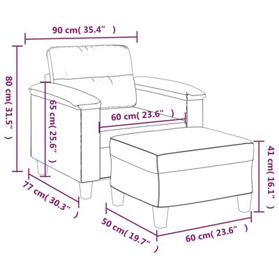 vidaXL világosszürke mikroszálas szövet kanapéfotel lábtartóval 60 cm