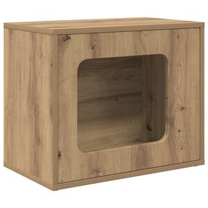 vidaXL Macska H&aacute;z K&eacute;zműves T&ouml;lgy 51 x 30 x 42,5 cm Szerelt Fa
