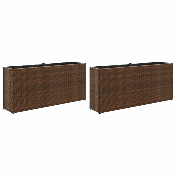 vidaXL 2 db barna polyrattan kerti &uuml;ltetől&aacute;da 2 cser&eacute;ppel 90x20x40 cm